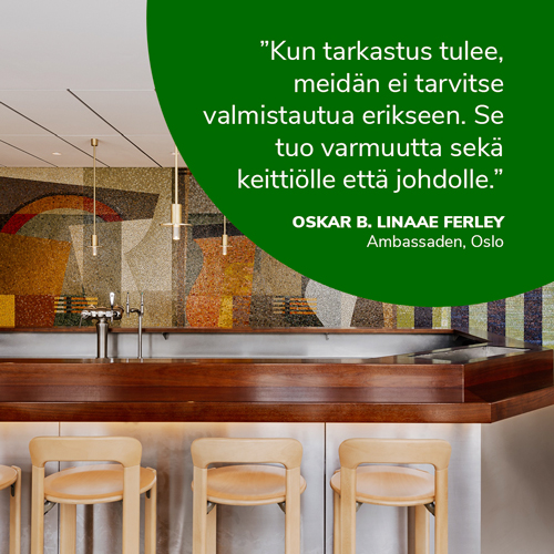 Tutustu Ambassaden asiakastarinaan ja lue lisää, miten Ambassadenissa varmistetaan omavalvonta.