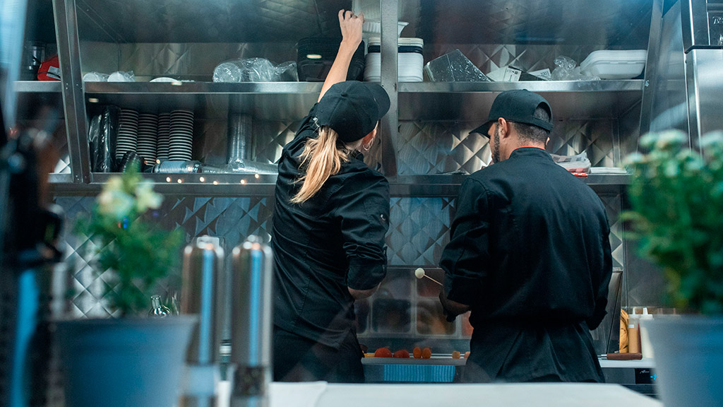 Kitchen staff working in a professional kitchen
